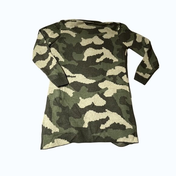 Soho Apparel Camo Long Cardigan Sweater M open front - Picture 2 of 5